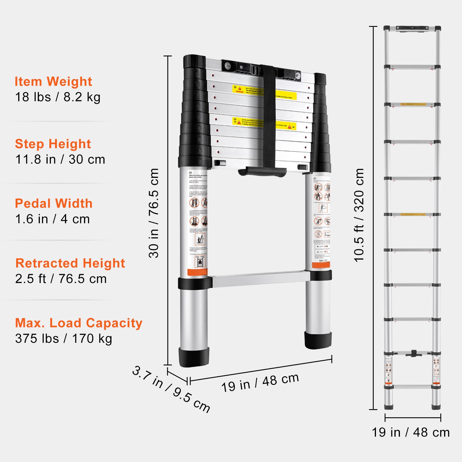 Telescopic Ladder Aluminium Extension Multi-purpose Portable_voghion.com
